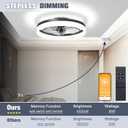 VOLISUN Low Profile Ceiling Fans with Lights and Remote, Fandelier Ceiling Fan Flush Mount, 3000K-6500K Smart Bladeless LED Fan Light, Black Modern Ceiling Fans with Lights for Bedroom, 19.7 INCH