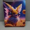 Trading Card Binder,9 Pocket Slots For Cards, Double Sided Sheet, Anti-Slip Pockets, Card Binder For Collectibles, Card Holder with Zipper, Fits Standard Size Cards,Creature Designed Purple and Yellow