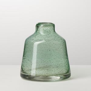 Torre & Tagus 6 Inch Tall Green Glass Vase with Gold Flakes, Mouth Blown Glass Vases Green Flower Vase Centerpieces, Watertight for Hydroponic Plants, Coastal Seagreen Gold Decor Accents (Marina)