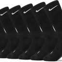 Nike Unisex Adult Everyday Cushioned Training Crew Socks (6 Pairs) (Large, Black/White)