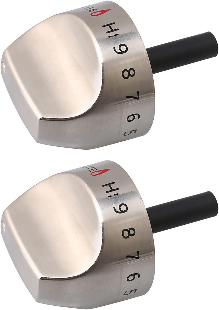 BQLZR Burner Control Dial Knob Range Oven Replacement, Stainless Steel Cooker Top Burner Control Knob,(Fits Models: C2S, CGS) Replacement for GE Replacement for Hotpoint D-Shaped Shaft Pack of 2