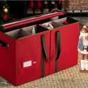 ZOBER Nutcracker Storage Containers - Ornament Christmas Figurine Storage Box - Christmas Village Containers Fits Up to 8 15-Inch Figurines & Xmas Decorations Accessories - Red