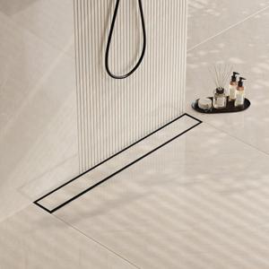 Neodrain 28 in Matte Black Linear Shower Drain- with 2-in-1 Flat & Tile Insert Cover, 304 Stainless Steel Rectangle Shower Floor Drain,Floor Shower Drain