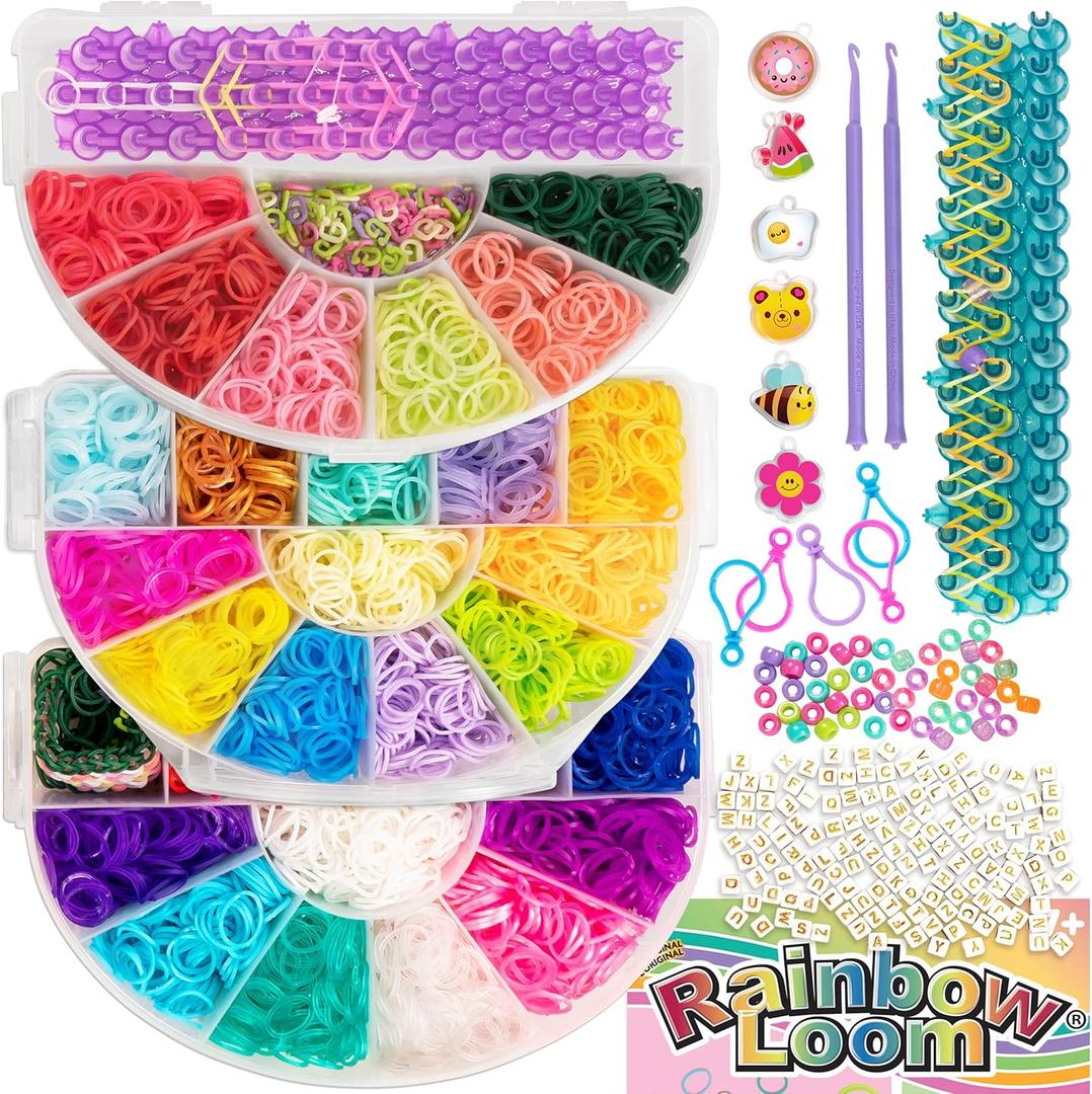 Rainbow Loom: 6,000 Bands Mighty Rainbow Case with 2 Mighty Looms, 6 Cute-tique Charms & 50 Beads  DIY Bracelet & Jewelry Making Kit for Kids 7+