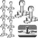 Tandefio 10 Pcs L Track Double Lug Threaded Stud Nut Fitting Tie Down Bearing 5500 LBS Using with L Track Rail to Create Heavy Duty Bolt Down Anchor Points for Trailer Truck Bed Cargo Control (Silver)