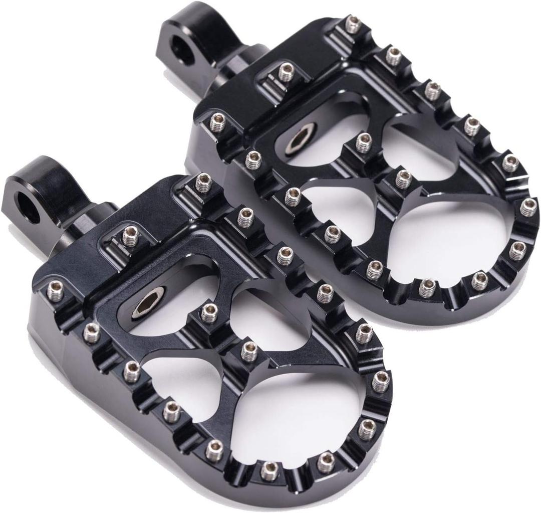 Hopider CNC Wide Foot Pegs 360 Roating MX Chopper Bobber Style for harley Dyna Sportster Fatboy Iron 883,Black