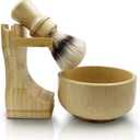 Men's Shaving Kit with Natural Boar Bristle Shaving Brush, Pure Bamboo Shaving Brush Stand with Bowl | Complete Wet Shaving Set for Smooth & Luxurious Shave