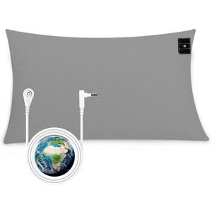 Grounding Pillowcase Improve Sleep Conductive Earthing Pillowcase Queen 10% Silver Fiber with 15ft Grounding Cord 20x30in Gray