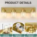 IZORRO Bathroom Vanity Light Fixture, 4-Light 30 Inch Gold Bathroom Light Fixtures Over Mirror, with Clear Glass Shade, Modern Farmhouse Vanity Lights, Rustic Restroom Lighting Fixtures
