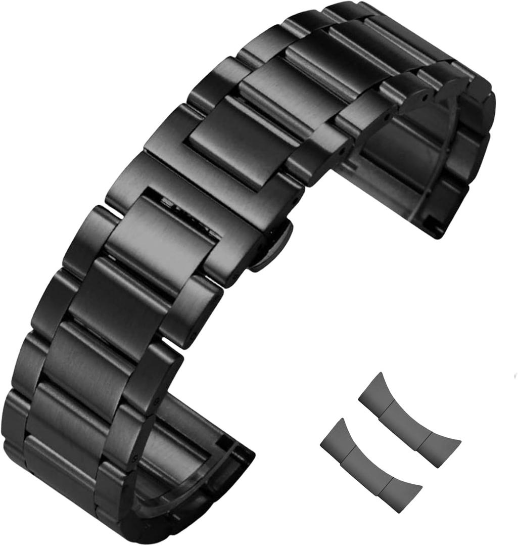 Stainless Steel Watch Band Curved End 14mm 15mm 16mm 17mm 18mm19mm 20mm 21mm 22mm 23mm 24mm Watch Bracelet Polished Brushed Metal Watch Strap Replacement Band Men Women