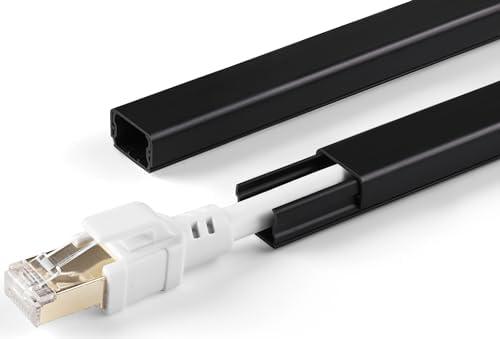 Cord Hider for One Wire, 102in Cable Hider Concealer, Paintable Wall Wire Covers, PVC Cable Management Raceway for A Thick Extension Cord, 6 x L17in W0.59 H0.4in, Black