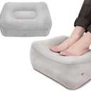 Travel Foot Rest Pillow, Soft Flocking Pillow, Flights Relax Cushion Ottomans Leg Up with Air Pump for Office, Home Relax, Camping and Travel Use (Gray)