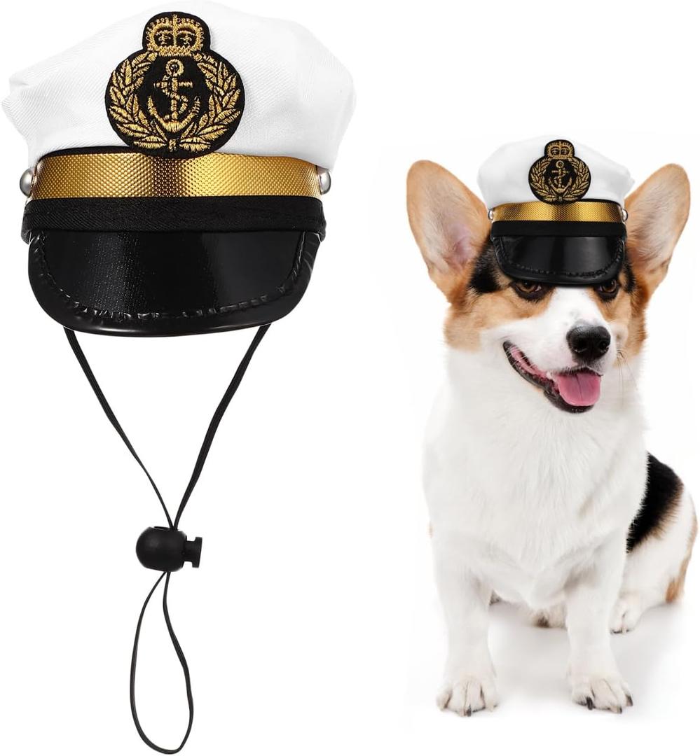 BESPORTBLE Small Dog Captain Hat for Dog: Sailor Hat Captain Costume - Marine Admiral for Puppies and Cats s for Adventures and Halloween Carnival Pet Festival