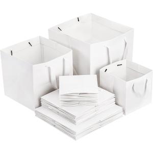Yesland 30 Pack White Kraft Bags with Ribbon Handles, 3 Sizes Paper Gift Wrap and Shopping Bag, Reusable Square Large Retail Business Packaging Bags for Goodie Party Wedding Present(10'', 8'', 6'')