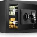 0.6 Cubic Feet Small Fire Safe Box for Home Use, Security Safe and Lock Box with Digital Keypad, Spare Keys, Dorm Room Safes for Money, Jewelry, ID Documents