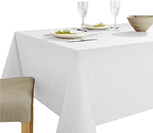 Wenlian Tablecloth in White,Table Cover, 100% Cotton, Machine Washable, 55 x 98 inch