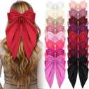 Hoteam 16 Pcs Silky Satin Hair Bows Bulk for Women Large Hair Ribbons Valentines Oversized Bows Galentines Long Tail Large Bow-knot Clips Accessories Gifts(Vibrant)