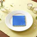 200PCS Blue and Gold Paper Napkins, 5x5 Inch Delicate Scalloped Cocktail Napkins with Gold Foil Accents, Disposable Appetizer Paper Napkin for Dinner Wedding Birthday Party Reception