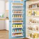 Over the Door Pantry Organizer - 8 Tier Adjustable Hanging Door Spice Rack, Large Capacity for Kitchen Pantry Storage (White)