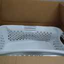2 x Home Logic 1.5 Bushel Plastic Laundry Basket Front Load, Large Laundry Hamper with Handles, Ventilated Clothes Organizer for Bedroom Bathroom Closet, 2 Pack, White
