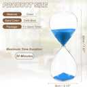PATIKIL 30 Minutes Sand Timer, Sand Watch Hour Glass Sandglass Timer Clock for Living Room Home Office Restaurant Decoration, Dark Blue