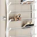 Whitmor Over the Door Shoe Rack, Fold-up Non-slip Bars, 36 Pair, White