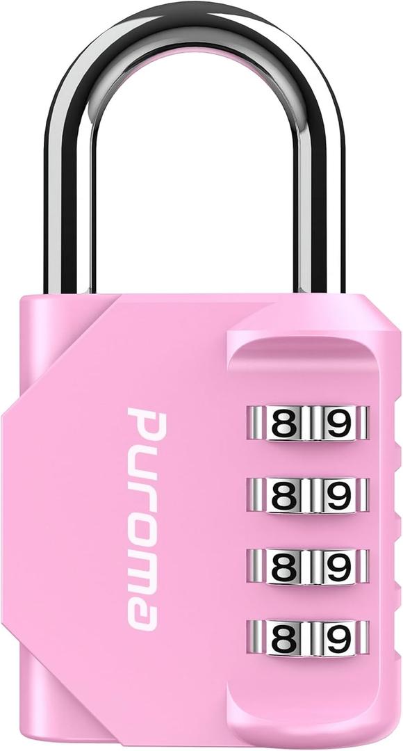 Puroma 1 Pack Combination Lock 4 Digit Locker Lock Outdoor Waterproof Padlock for School Gym Locker, Sports Locker, Fence, Toolbox, Gate, Case, Hasp Storage (Pink)
