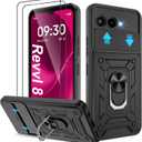 ATUMP for T-Mobile REVVL 8 Phone Case with (2 Pcs) HD Screen Protector, Heavy Duty Shockproof with 360 Rotation Metal Kickstand [Military Grade] Protective Case for Revvl 8 5G, Black