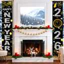 Upgraded, Ideal New Years Eve Party Supplies 2026, 300D Premium New Year Banner, Large 71x12in (with 2pcs Golden hanging rod) (Classic Diamond Style Design) HD Printing, Perfect for NYE Decorations