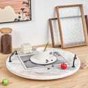 Wooden Lazy Susan for Table Turntable Organizer 18 Inch Large Lazy Susan Whitewashed Wood Serving Tray for Pantry Cabinet Countertop Round Spins Balanced Pine Spice Rack for Kitchen Essentials Storage