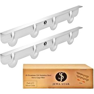 JS 316 Stove Gap Covers Stainless Steel (2 Pack,23.4") Heat-Resistant Oven Gap Filler Seals Gaps Between Stovetop & Counter, Stove Gap Guards, Kitchen Stove Counter Cover, Easy to Clean Range Trim Kit