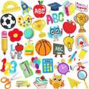 60pcs Theme School Iron on Patches Graduation Back to School Patches Pencil School Bus Embroidered Sew Applique Repair Patch Teacher Students DIY Crafts for Clothing Jacket Jeans Pants Dress Backpack