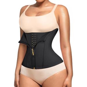 Lover-Beauty Waist Trainer for Women Tummy Control Workout Waist Cincher Corset Shapewear Body Shaper Zipper and Hooks (Large, Black)