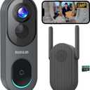 BOTSLAB 5MP Wireless Video Doorbell Camera,180 Head-to-Toe View, AI Motion Detection, VR Mode, Battery or Wired Powered, Easy Installation, Weatherproof, No Monthly Fee, 2.4GHz WiFi
