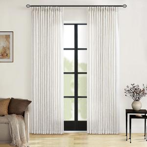 Cream Ivory Linen Curtains 80 Inches Long 2 Panels Set for Living Room Bedroom Pinch Pleated Back Tab Drapes Neutral Modern Farmhouse Decor Semi Sheer 80 Inch Curtains for Dining Room Window Cabin