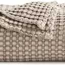 Bedsure Cooling Cotton Waffle King Size Blanket - Lightweight Breathable Summer Blanket of Rayon Derived from Bamboo for Hot Sleepers, Luxury Throws for Bed, Couch and Sofa, Taupe, 104x90 Inches