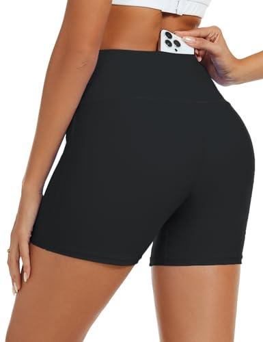 Tournesol Women's Swim Shorts Tummy Control Bathing Suit Bottoms High Waisted Swimsuit Boy Shorts with Pockets Black XL