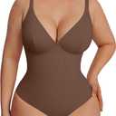 FeelinGirl Shapewear Bodysuits for Women Tummy Control Body Suits Deep V Neck Thong Body Shaper, X-Large