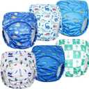 MooMoo Baby Plastic Training Underwear Leakproof Rubber Pants for Potty Training for Boys and Girls, 2T-7T Blue