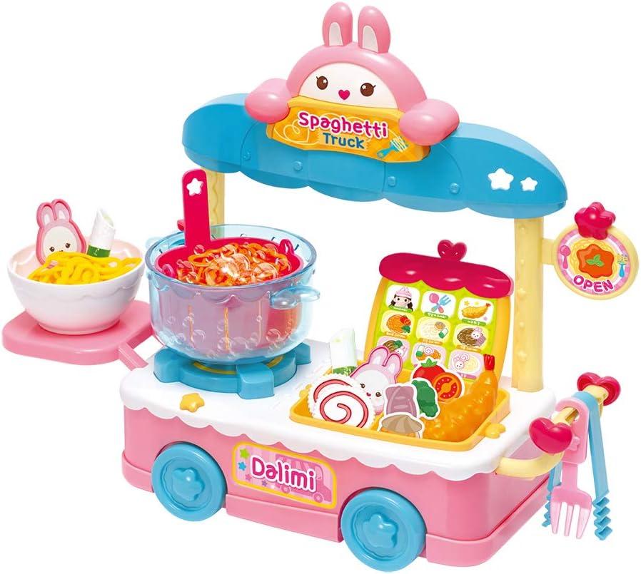 Spaghetti Truck, Food Store Play Set for Kids Toddlers Ages 3 Years and Up, Street Food Vendor, Includes Stove, Side Table, Utensils and Menu