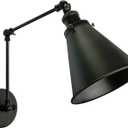 Industrial Black Finish Wall Sconce Arm Angle Adjustable E26 Base 1-Light Wall Lamp for Bedroom, Living Room, Study Room, Office 1 Pack