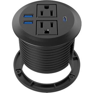 Recessed Power Grommet with AC Outlets, 20W Fast Charging USB-C Port - Flush-Mount for Desktop,Workspace Essential Desk Outlet,ETL Listed