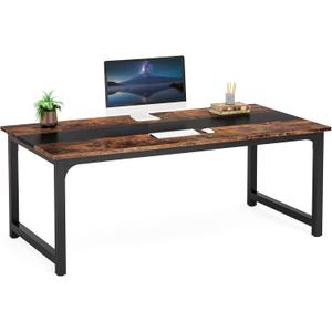 Tribesigns Modern Computer Desk, 63 x 31.5 inch Large Office Desk Computer Table Study Writing Desk Workstation for Home Office, Rustic/Black