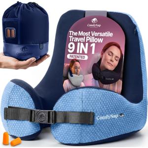 ComfyNap Versatile Travel Neck Pillow for Airplane [Patented], 9 Positions in 3 Techniques, Plane Pillow with Pure Memory Foam, Travel Pillow with HeadRest Flight Sleep, Travel Essential - Zeus