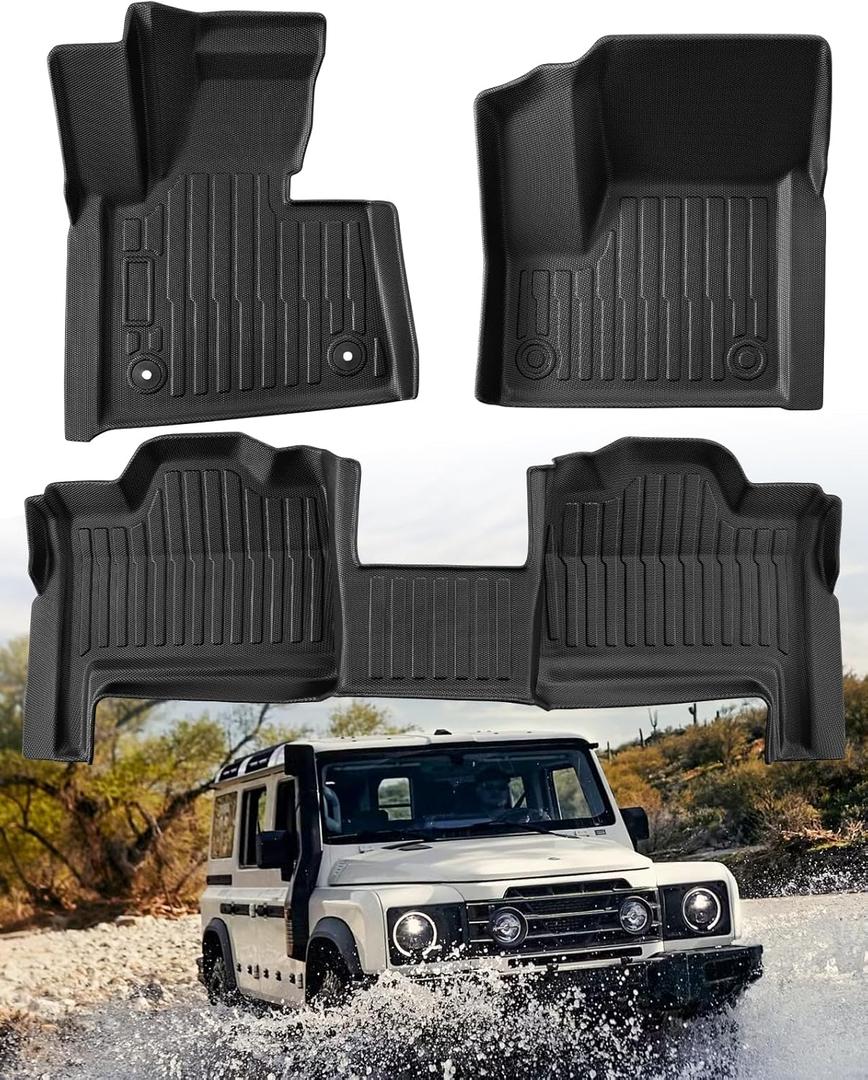 Car Floor Mats for Ineos Grenadier: 2024 2025 All Weather TPE Liners, Custom Fit 1st 2nd Row Rubber Carpet, Heavy Duty Interior Vehicle Automotive Accessories No-Slip Floormats Black 3PCS