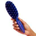 KAZMALEJE Paddle Comb for Detangling Curly, Coily, Kinky Hair | Reduces Breakage & Frizz| Works Dry or Wet | Kid-Friendly | Staggered Wide Tooth Finger-Like Paddle Brush | Blue