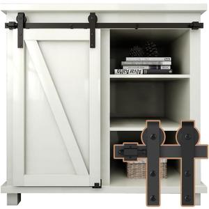 3FT Super Mini Sliding Barn Door Hardware Kit for Single Door TV Stands Small Cabinets, J-Shaped Hanger (No Cabinet)