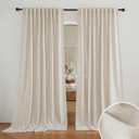 RYB HOME Linen Sheer Curtains 84 inches Length, Glare Light Filter Privacy Sheer Drapes Classy Solid Panels for Wedding Ceremony Farmhouse Balcony Terrace, Beige, W 70 x L 84 inches, Set of 2