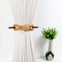 JELUTRIC Curtain Tiebacks Window Treatment HoldbacksWood Farmhouse Tie Backs for Curtain Holders,Cotton Jute Rope with Wood Club,Rose Natural Decor Shabby Chic Drapery Curtain Ties 2Pcs Dark Brown