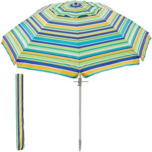 Beach Umbrella w/Sand Anchor & Tilt, Heavy Duty Wind Outdoor Umbrellas with Air Vents Design & Carry Bag, UV 50+ Protection Portable Sun Shade for Patio, Pool, Garden
